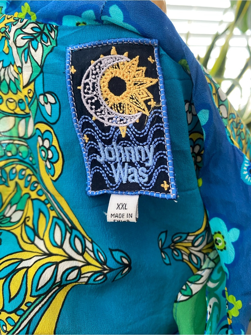 Johnny Was Blue & Green Floral Maxi Dress with Button-Front - Picture 2 of 7